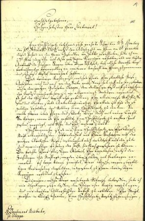 10) Bernstorff an Niebuhr in Aleppo, Kopenhagen, 15. Juni 1765