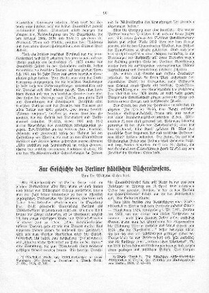 Zur Geschichte des Berliner städtischen Büchereiwesens