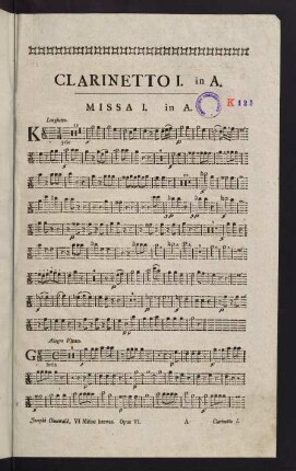 1-12, Missa I. Clarinetto I. in A. - Missa III. in F. Clarinetto I. in C.