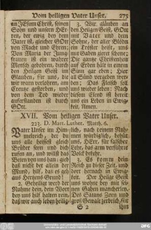 XVII. Vom heiligen Vater Unser.