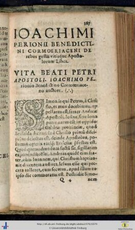 Vita beati Petri Apostoli.
