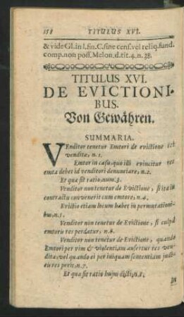 Titulus XVI. De Evictionibus.
