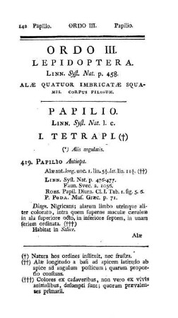 Ordo III. Lepidoptera