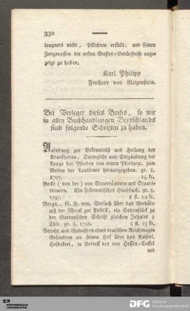 Bei Verleger dieses Buchs, so wie in allen Buchhandlungen Deutschlands sind folgende Schriften zu haben.