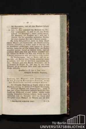 Prüfung der Maurer- und Zimmergesellen in den Königlich Preußischen Staaten, welche das Meisterrecht daselbst erlangenwollen.
