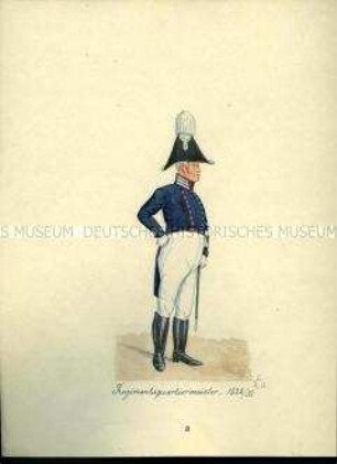 Uniformdarstellung, Regimentsquartiermeister, Sachsen, 1822/1831.