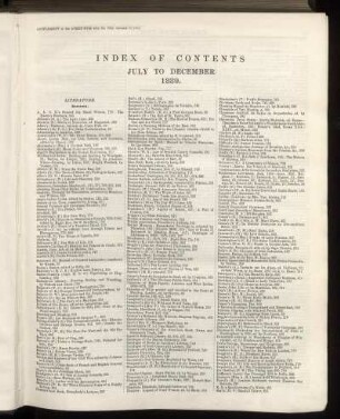 Index of Contents July to December 1889.