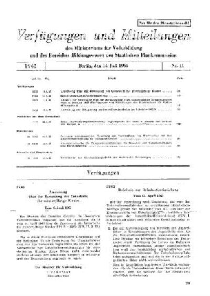 Richtlinie zur Heimkosteneinziehung : 37/65 vom 15. Juni 1965 ; [Verfügungen]
