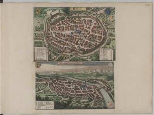 Vogelschauplan von Biberach und Kempten, Kupferstich, 1643 : Biberach / [Hrsg. und Stecher: Matthaeus Merian]. - [Franckfurt] : [Matthaeus Merian], [1643]. - 1 Kunstbl. : Kupferstich ; 31,9 x 20,8 cm. Die Statt Kempten Im Algäw / [Hrsg. und Stecher: Matthaeus Merian]. - [Franckfurt] : [Matthaeus Merian], [1643]. - 1 Kunstbl. : Kupferstich ; 30,5 x 18,3 cm