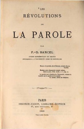 Les revolutions de la parole