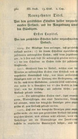 Neunzehnter Titel. Von den gerichtlichen Schulden halber vorzunehmenden Verkaufe, un der Rangordnung unter den Gläubigern