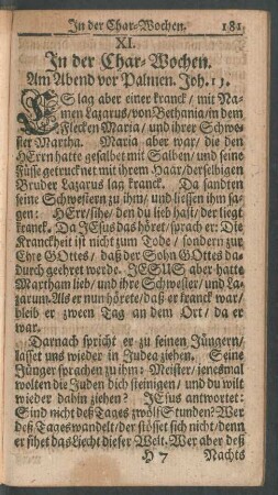 XI. In der Char-Wochen
