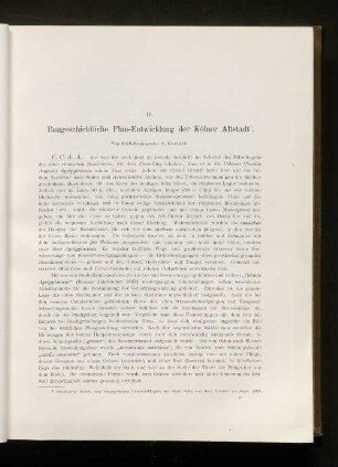 IV. Baugeschichtliche Plan-Entwicklung der Kölner Altstadt.