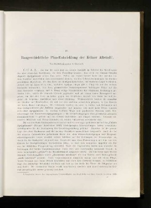 IV. Baugeschichtliche Plan-Entwicklung der Kölner Altstadt.
