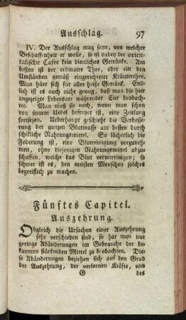 Fünftes Capitel. Auszehrung.