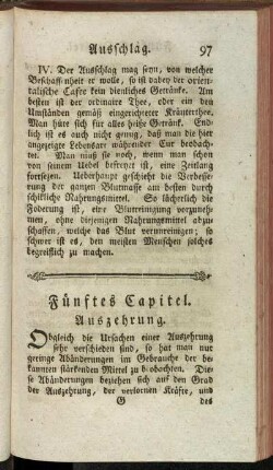 Fünftes Capitel. Auszehrung.