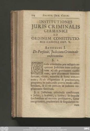 Articulus I. De Personis, Iudicium Criminale constituentibus.