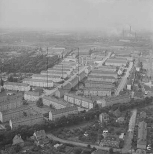 Wohnsiedlung in Senftenberg : Blickrichtung Südwesten zum Heizkraftwerk
