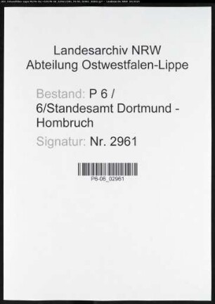 Sterberegister Standesamt Dortmund-Hombruch (XXIII)