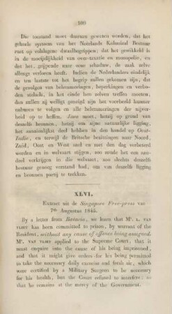 XLVI. Extract uit de Singapore Free-press van 7th August 1845.