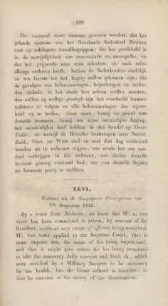 XLVI. Extract uit de Singapore Free-press van 7th August 1845.
