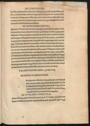 Valerii Maximi Liber Quartus ...