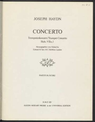 Concerto : Trompetenkonzert/Trumpet concerto : Hob.: VIIe, 1