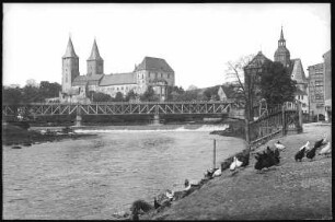 Rochlitz. Blick auf Mulde, Brücke und Schloss