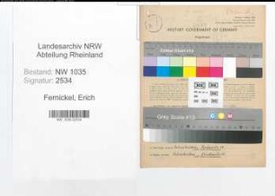 Entnazifizierung Erich Fernickel , geb. 17.10.1902 (Buerobeamter)