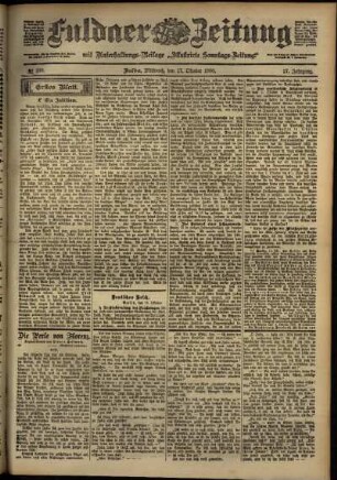 Erste Ausgabe vom Mittwoch, den 17. Oktober 1900.