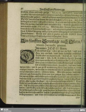 Am fünfften Sonntage nach Ostern, vocem Jucundit. genannt