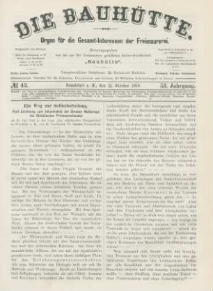 No. 43. Frankfurt a. M., den 22. Oktober 1910. 53. Jahrgang.