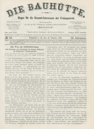 No. 43. Frankfurt a. M., den 22. Oktober 1910. 53. Jahrgang.