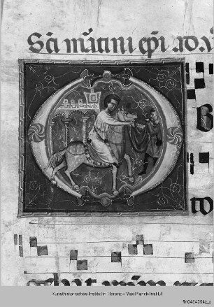 Antiphonarium L : Der Heilige Martin teilt seinen Mantel