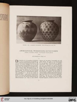 Zweckform, Werkform, Kunstform, [1]: eine Studie zur antiken Keramik