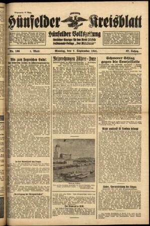 Erste Ausgabe vom Montag, den 01. September 1941.