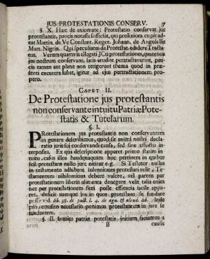 Caput II. De Protestatione jus protestantis non conservante intuitu Patriæ Potestatis & Tutelarum.