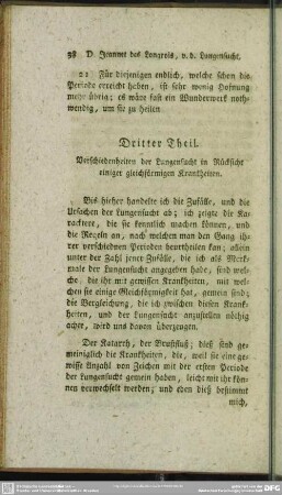 Dritter Theil. Verschiedenheiten der Lungensucht in Rücksicht einiger gleichförmigen Krankheiten