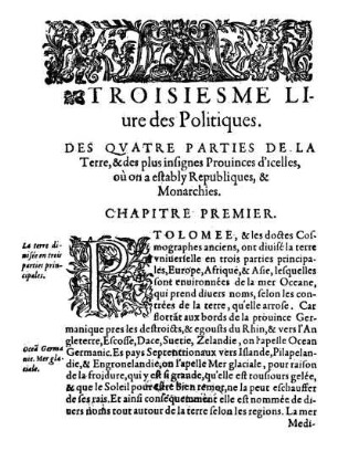 Troisiesme Livre des Politiques.