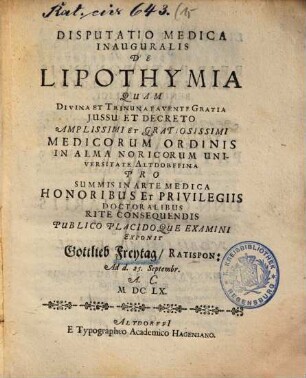 Disputatio Medica Inauguralis De Lipothymia