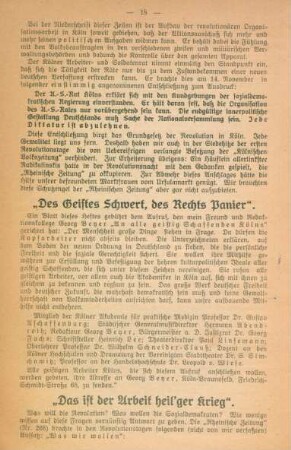 "Das ist der Arbeit heil'ger Krieg"
