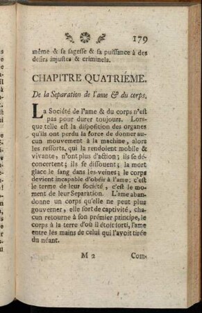Chapitre Quartriéme. De la Separation de l'ame & du corps.