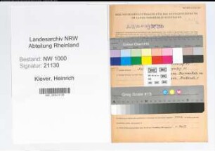 Entnazifizierung Heinrich Klever, geb. 08.03.1898 (Postsekretaer)