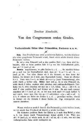 Zweiter Abschnitt. Von den Congruenzen ersten Grades.
