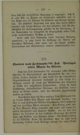 XII. Spanien nach Ferdinands VII. Tod. Portugal unter Maria da Gloria