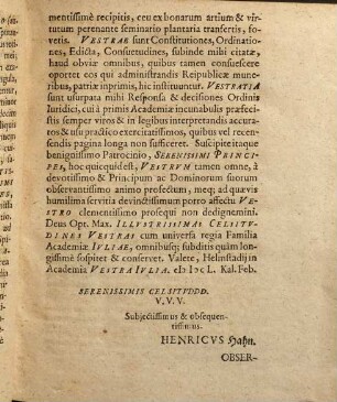 Henrici Hahnii Observata theoretico-practica ad Matthaei Wesenbecii in L. libros Digestorum commentarios, & in hos editas Reinhardi Bachovii notas & animadversiones : firmata subinde responsis et decisionibus ICtroum Helmaestadiensium, 1. Septendecim dissertationibus in Iuleo Novo publice proposita. 1650. - [22], 686, [56] S. : Ill.