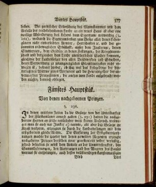 Fünftes Hauptstük. Von denen nachgebornen Prinzen