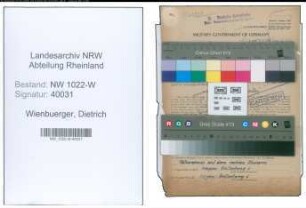 Entnazifizierung Dietrich Wienbuerger , geb. 17.11.1894 (Bahnbeamter)
