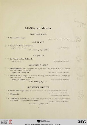 Alt-Wiener Meister (Nr. 1-110)