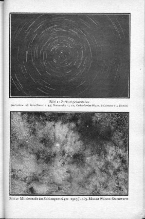 Bild 1: Zirkumpolarsterne und Bild 2: Milchstraße im Schlangenträger. 1905 Juni 5. Mount Wilson-Sternwarte